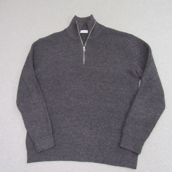 MNG Mango Womens Sweater 2XL Gray 1/4 Zip Cotton Blend Pullover - Picture 1 of 11